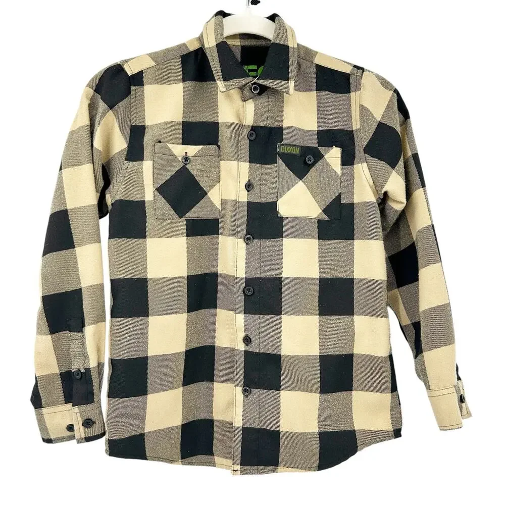 Dixxon Boys Workwear Western Flannel Outdoor‎ Fall Button Up Plaid Shirt Size M